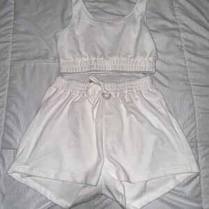 White Tank Top and Shorts Set